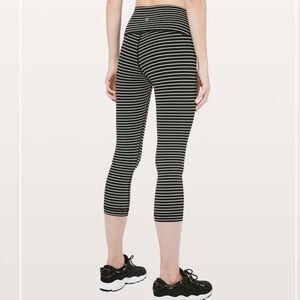 Lululemon Wunder Under Crop High Rise Size 4 Small Striped Leggings